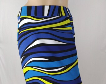 Vintage Zebra Print Skirt, Mod Neon Colors, Size 6