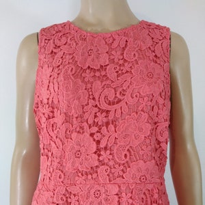 Pink Lace Dress Women&#39;s Sleeveless Thick Sturdy Lace over Solid Fabric Fully Lined Excellent Like New Condition Vintage by J CREW Size 12