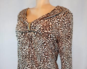 Vintage Animal Print Top, DANA BUCHMAN, Size L