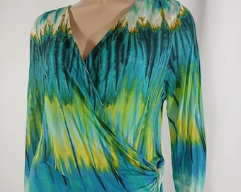 Vintage Tommy Bahama Lyocell Dress, Blue Green Abstract Print, Size L
