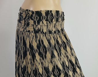Vintage Geo Print Maxi Skirt, AB STUDIO Black Brown Stretchy Size L