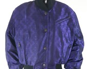 90 39 s Women 39 s Ski Jacket Designer Purple Black Irridescent Quilted Posh Lux Satin Trim Snow Bomber Parka Coat by SKEA PARIS Vail Size 10