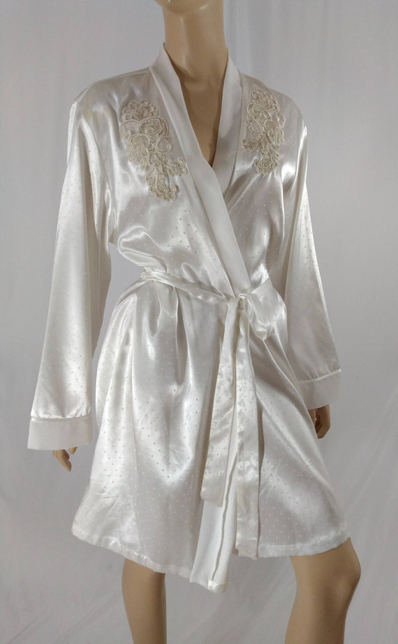 White Bridal Robe Women's Beaded Sequins Lace Appl