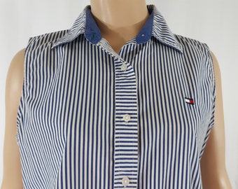売れ筋商品|||トミー ヒルフィガー シャツ レディース トップス SLEEVELESS RELAXED SHIRT - Button-down blouse -  optic white Tommy Hilfiger Women's Sleeveless Button-Up Blouse - Macy's