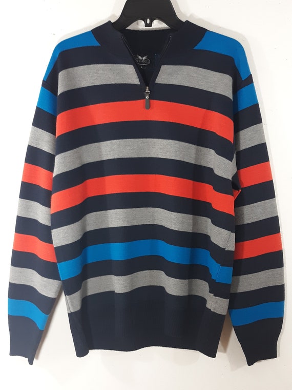Men's Sweater Shirt Long Sleeve Pullover Blue Gra… - image 7