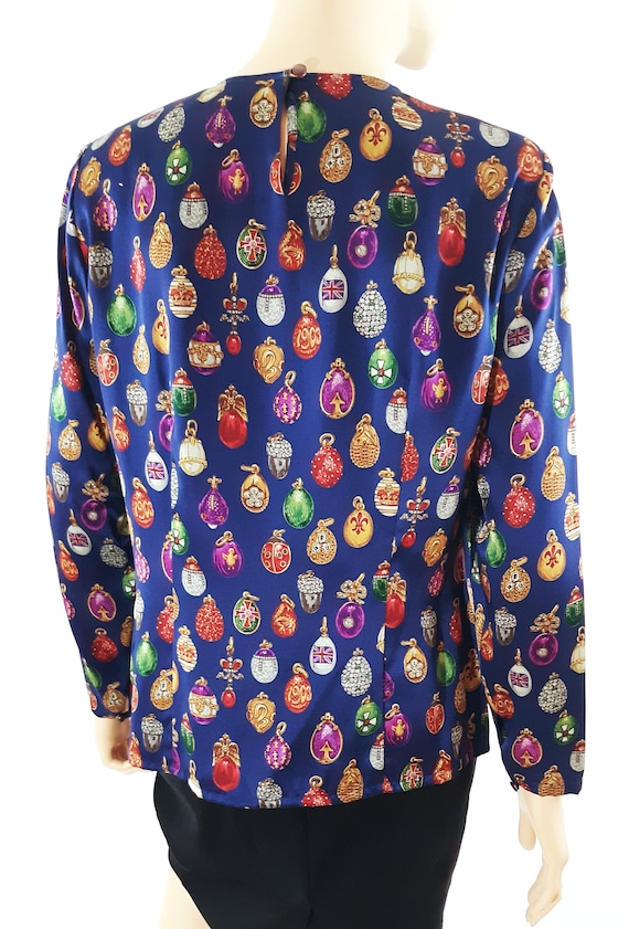 Vintage Carlisle Silk Blouse, Charm Print, Size 8 - image 5