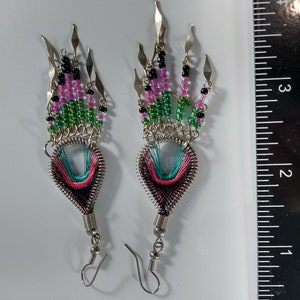 Boho Earrings Womens Girls String Art Pink Purple Seed Bead Woven Fringe Geo Colorblock Boho Native Tribal Silver Jewelry Great Gift image 7