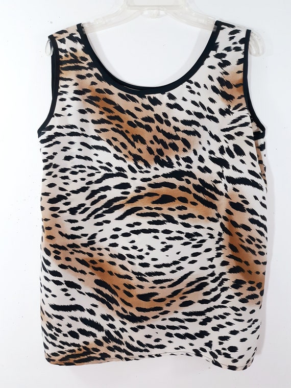 Leopard Tank Top Women's 80's 90's Shirt Black Wh… - image 1