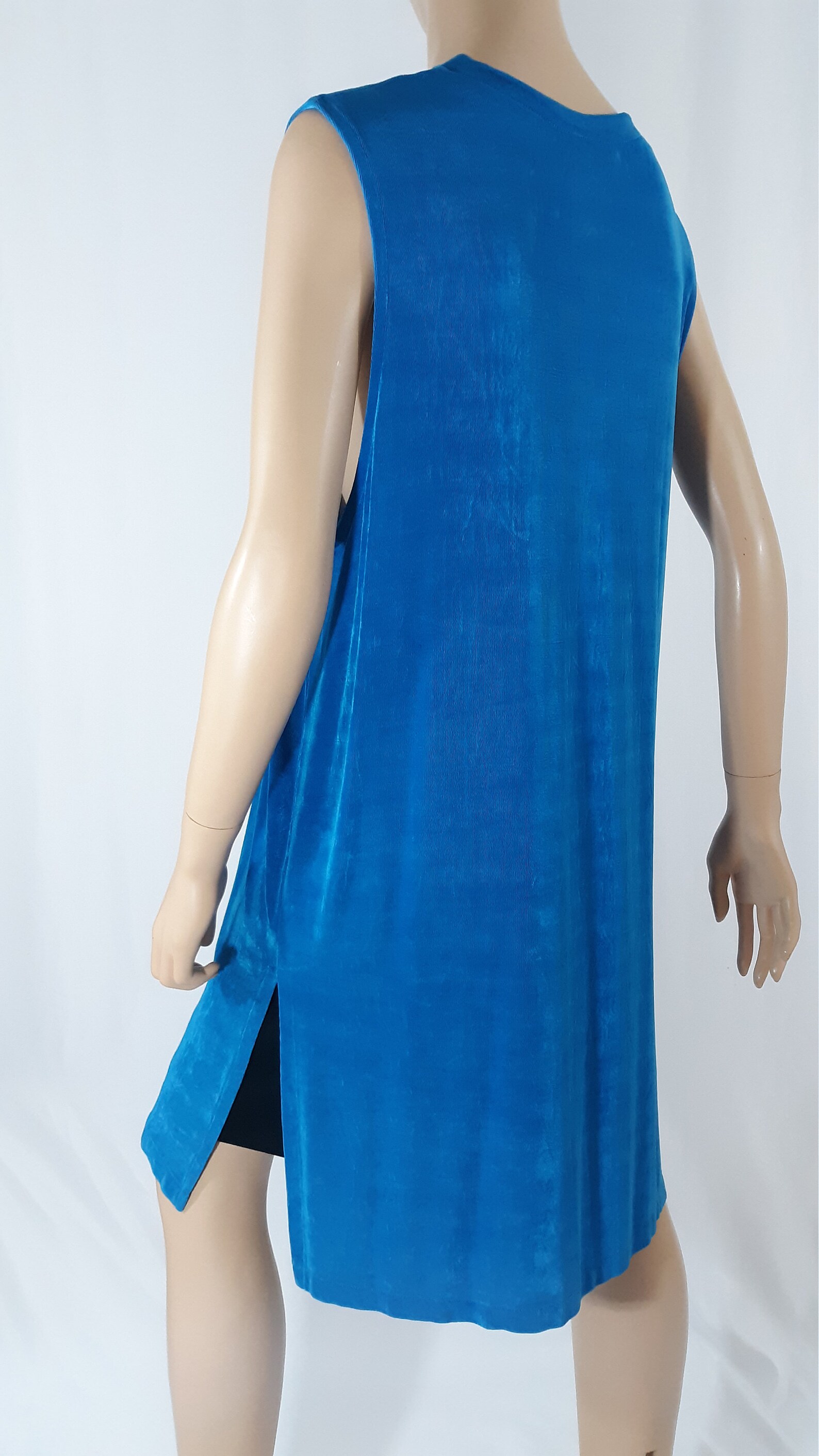 80's Women's Coverup Vest Blue Sleeveless Metallic Etsy