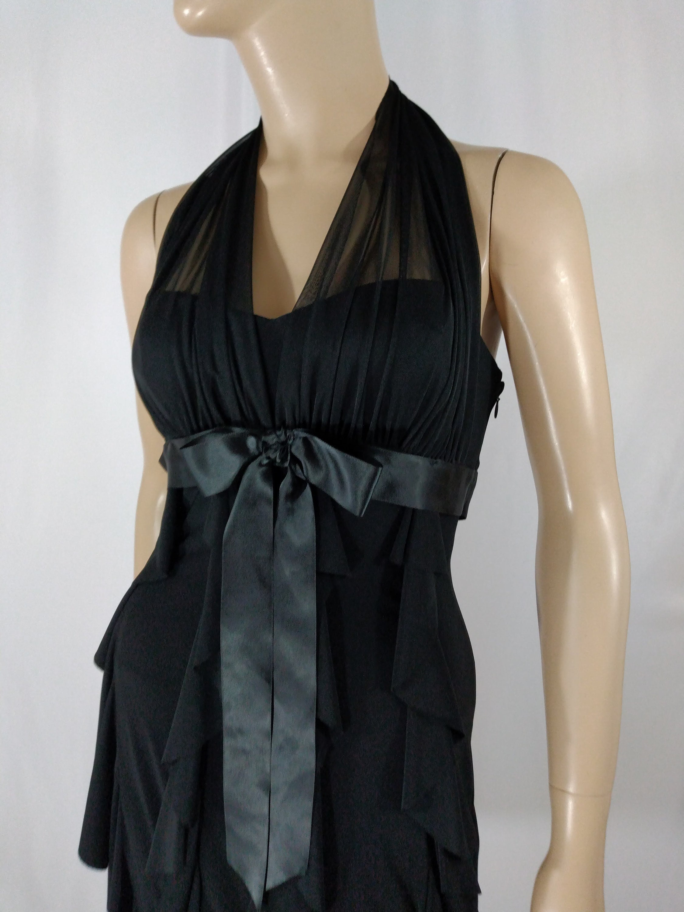 Vintage Black Halter Dress, Sweetheart Neckline, Ruffled Skirt by Betsy &  Adam, Size 4 - Etsy