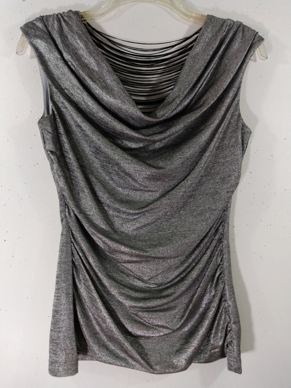 Women's Silver Top Sleeveless Gray-Silver Metalli… - image 9