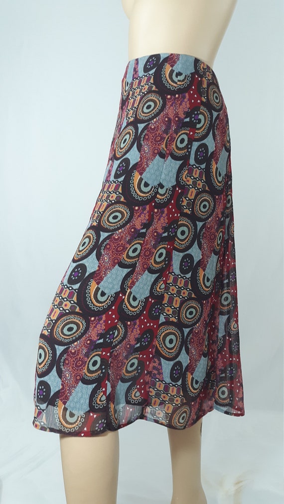 Plus Size Vintage A-Line Skirt, Abstract Geo Prin… - image 3
