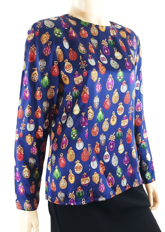 Vintage Carlisle Silk Blouse, Charm Print, Size 8 - image 2