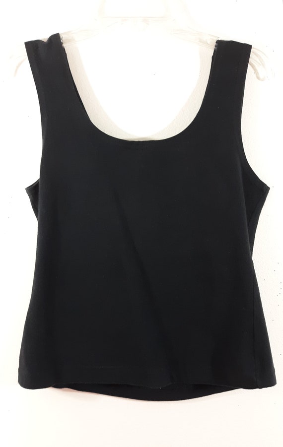 Black Tank Top 80's Women's 90% Cotton Lycra Blac… - image 10