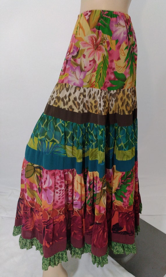 Women's Boho Skirt Hippie Tiered Gypsy Colorful 1… - image 5