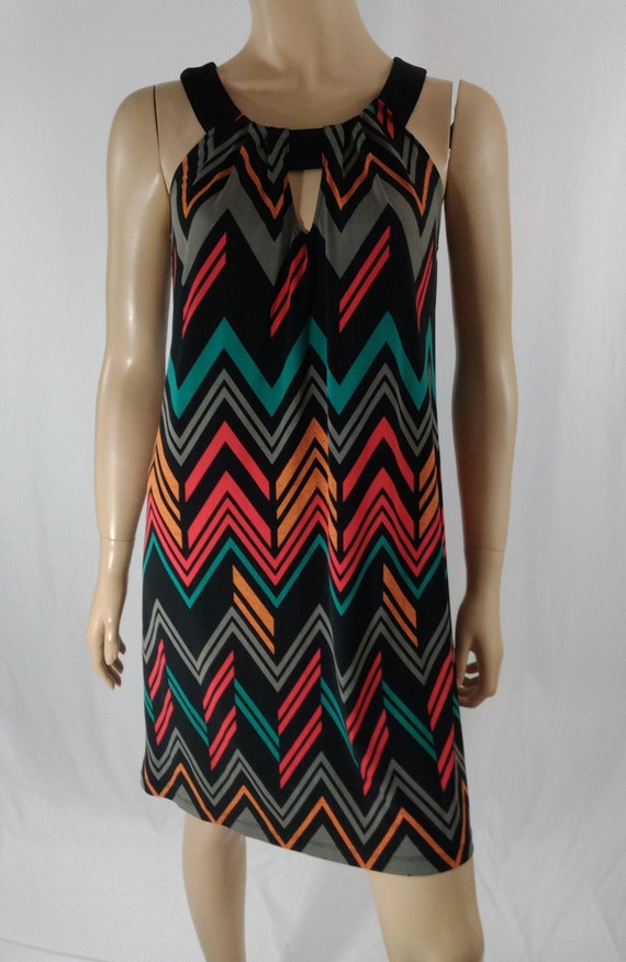 Women's Shift Dress ZigZag Geo Color block Sleevel