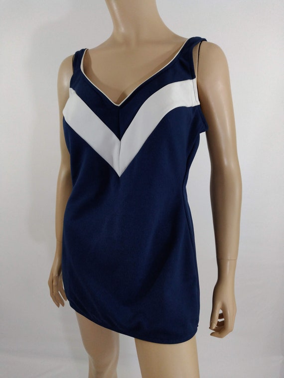 60's Swimsuit Women's Bathing Suit One Piece Navy… - image 3