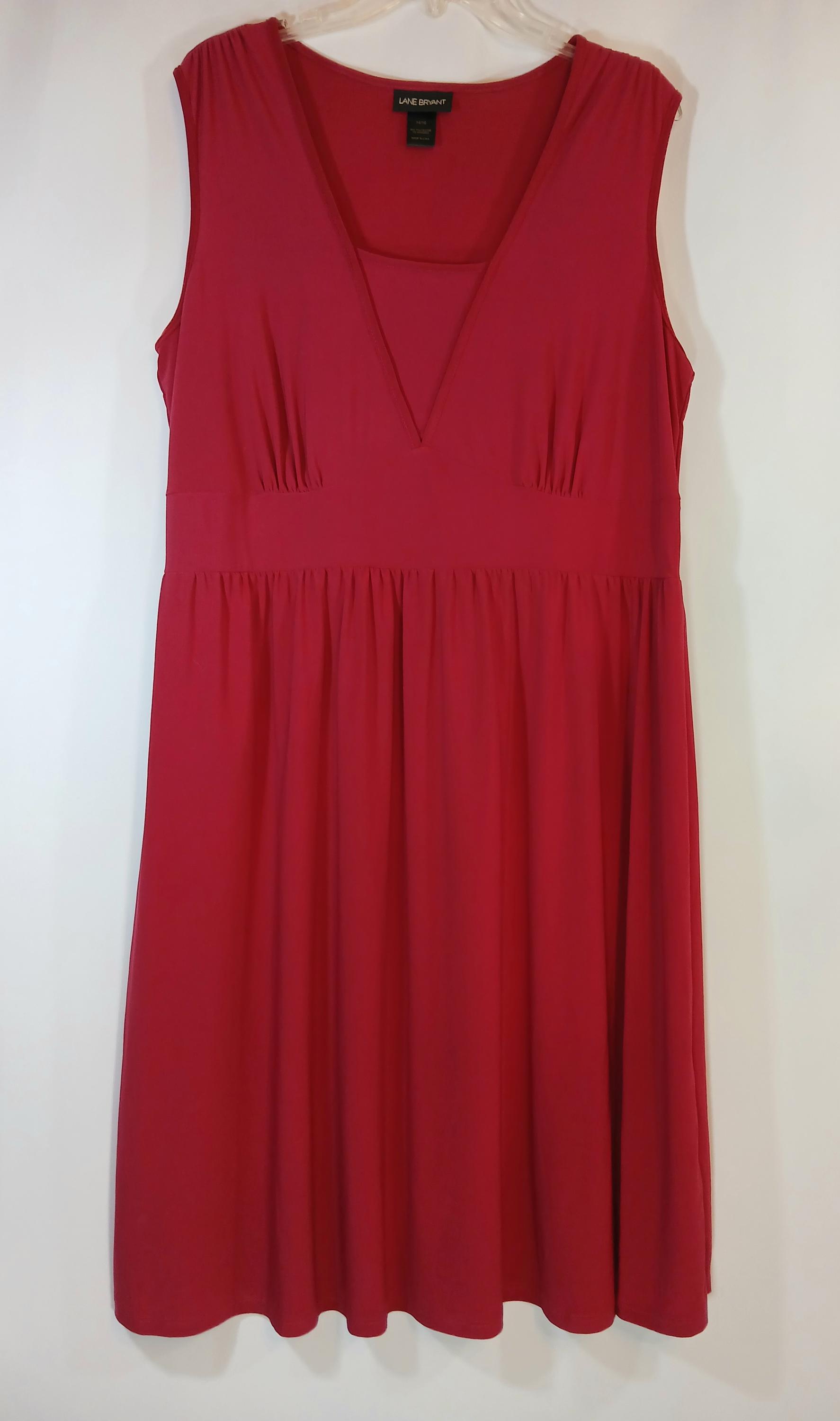 Lane Bryant Plus Size Red Dress, Sleeveless Stretchy V-neck (size 14/16) -  Etsy