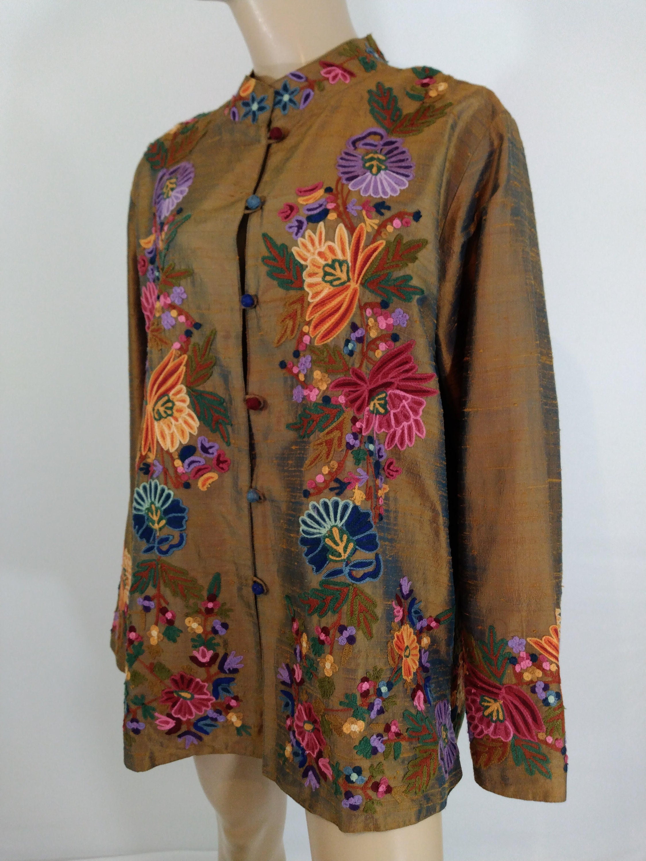 Silk Embroidered Jacket Women's Gold Silk Colorful Silk Embroidered Jacket Women's Gold Silk Colorful