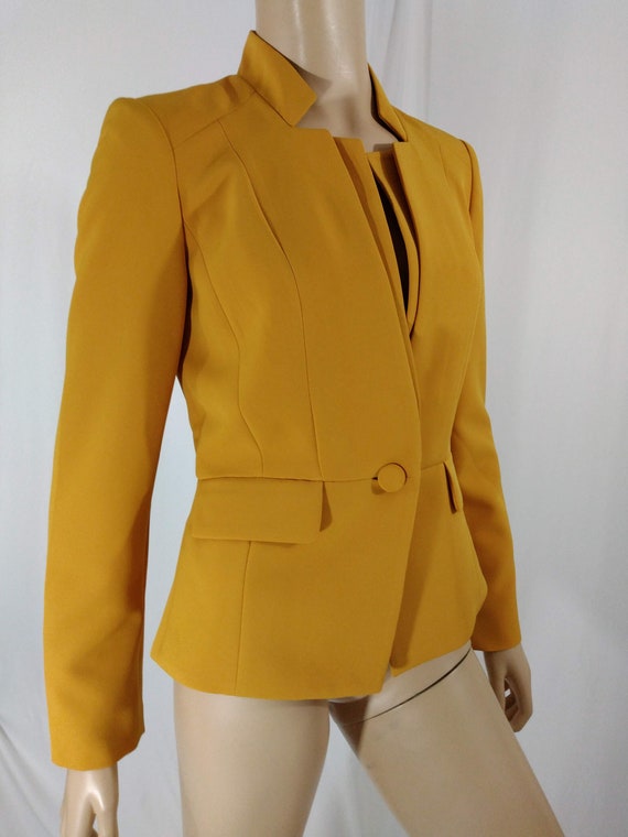 Women's Blazer Jacket Mustard Yellow Post Modern Fitted - Etsy UK