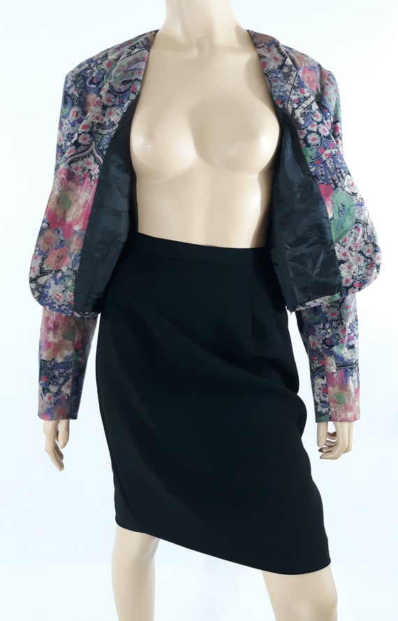80's Bolero Jacket Women's Blazer Jewel Tone 100%… - image 6