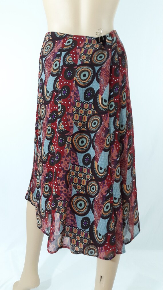 Plus Size Vintage A-Line Skirt, Abstract Geo Prin… - image 5