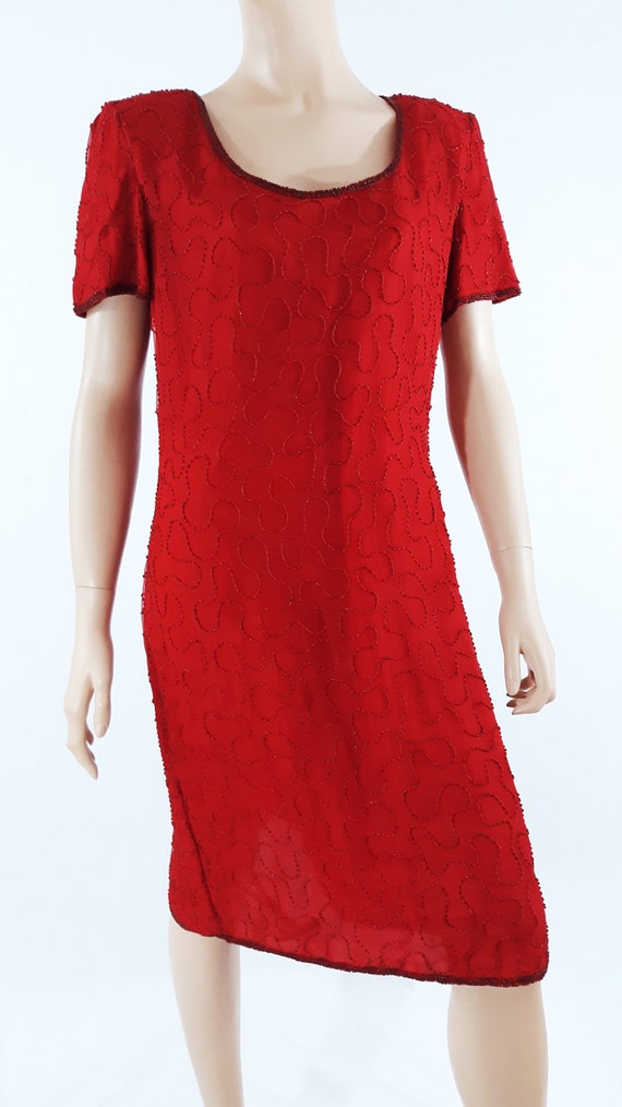silk red short dress