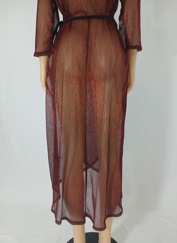 Plus Size Robe, Red Sparkly Semi Sheer Size 1X - image 14