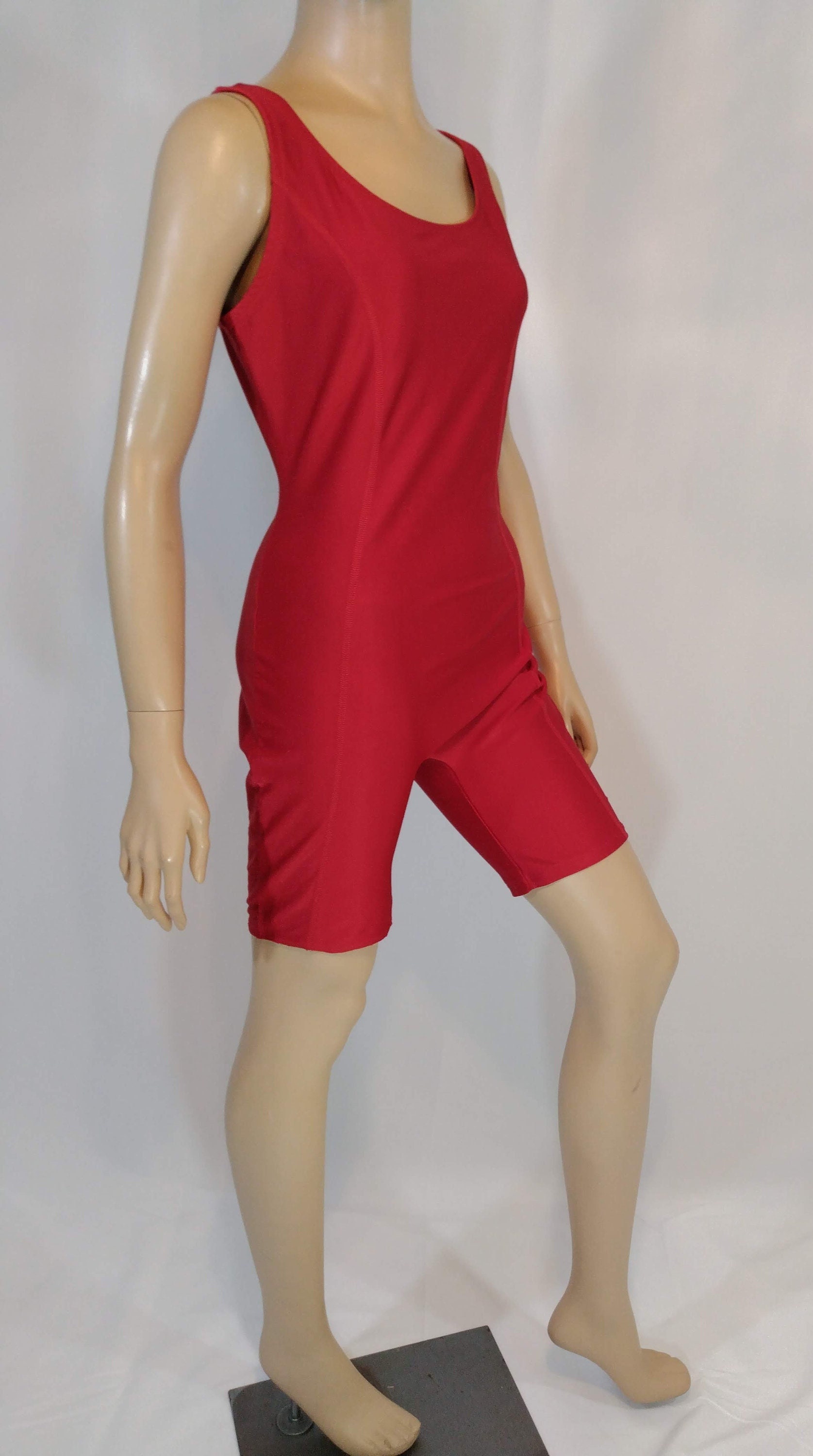 Vintage 80s Red Spandex Unitard: Sleeveless One-piece, Size L - Etsy