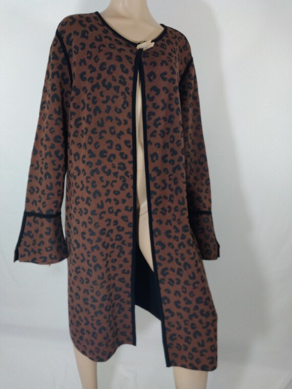 Plus Size Reversible Duster: Brown Leopard Print … - image 2