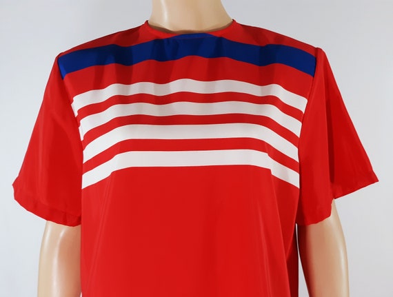 80's Women's Shirt Short Sleeve Red White Blue St… - image 4
