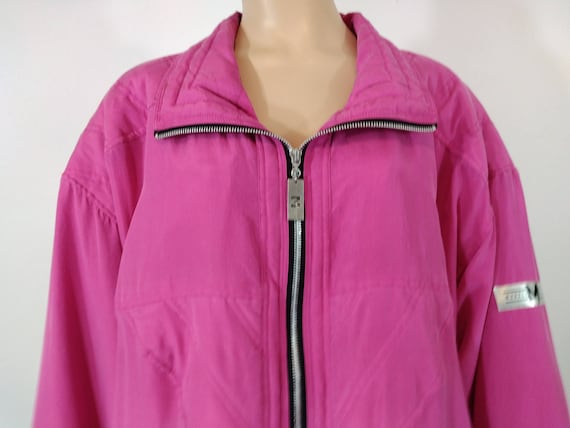 Plus Size Jacket Women's Silk Quilted Hot Pink Zi… - image 1