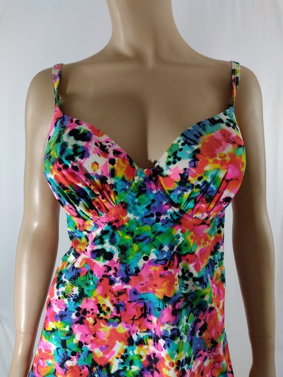 Swim Suit Top Women's Colorful Floral Built in Bra Cups Bombshell