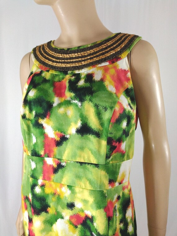 Vintage Alfani Dress, Abstract Print, Wood Beaded Neckline, Size 8 - Etsy  Israel