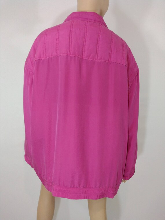 Plus Size Jacket Women's Silk Quilted Hot Pink Zi… - image 8