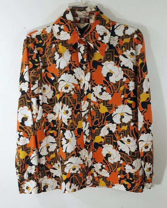 60's Women's Shirt Authentic Psychedelic Black Whi