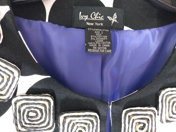 Women's Blazer Jacket Lux Black White Huge Polka … - image 9