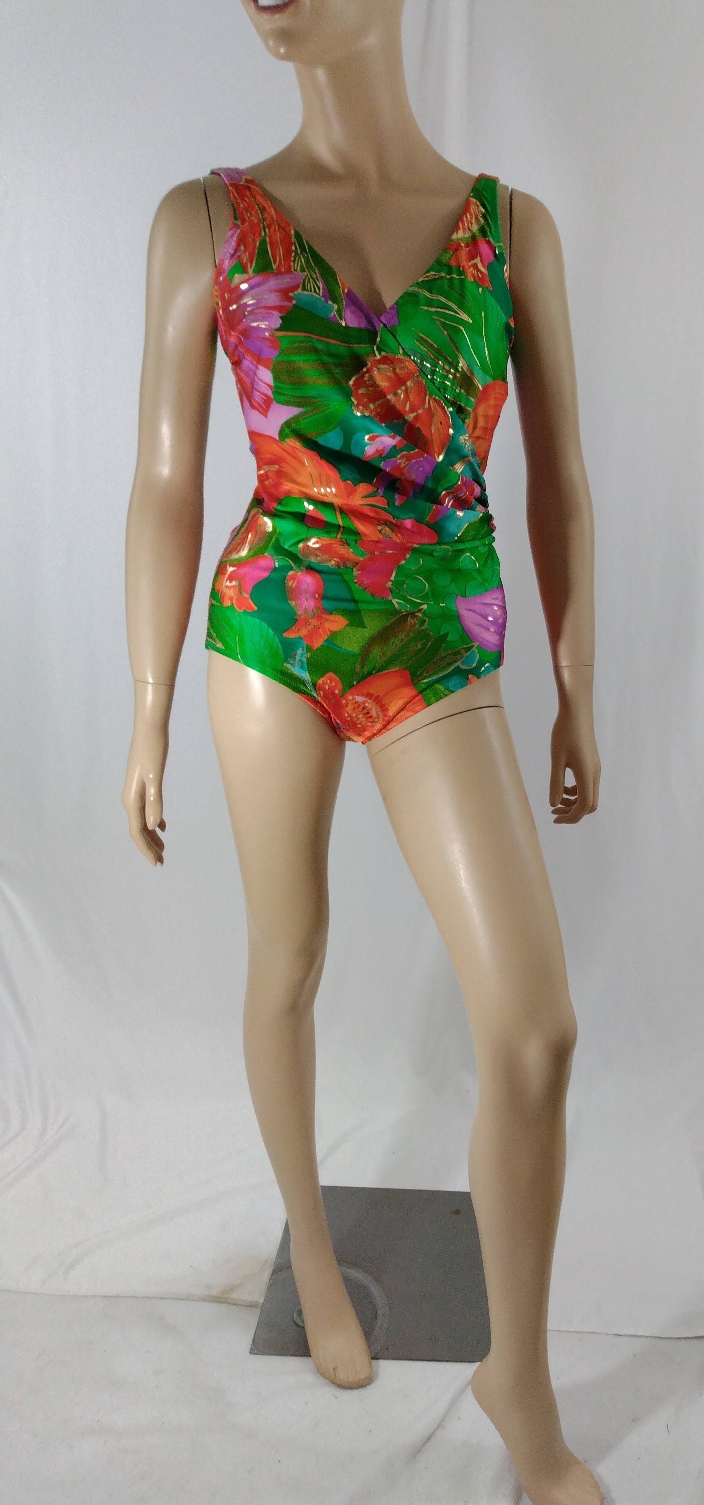 80's Swimsuit Women's Bathing Suit One Piece Colorful Etsy