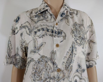 Tommy Bahama Linen Shirt, Abstract Floral Print, Vintage Size S