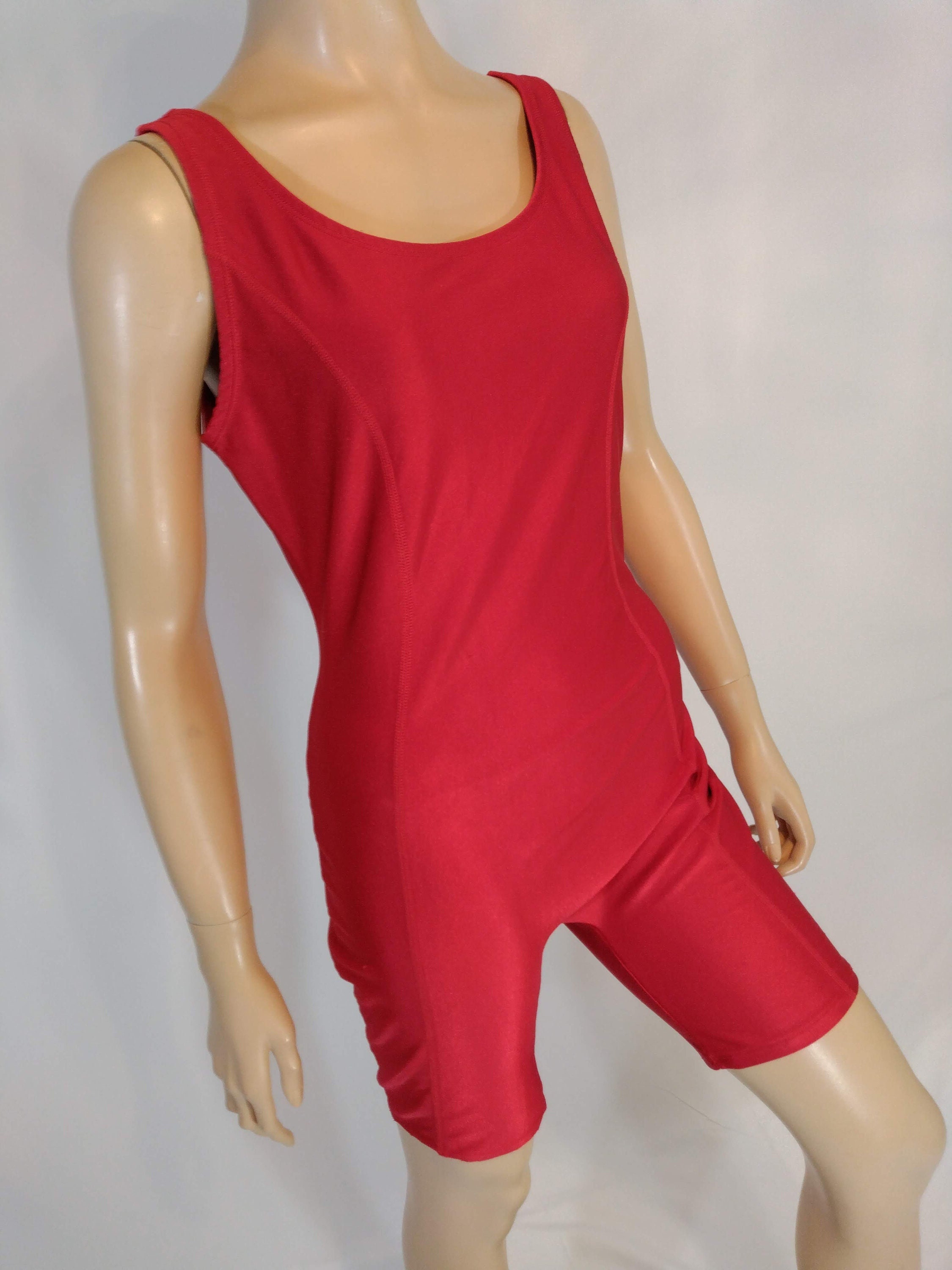 Vintage 80s Red Spandex Unitard: Sleeveless One-piece, Size L - Etsy