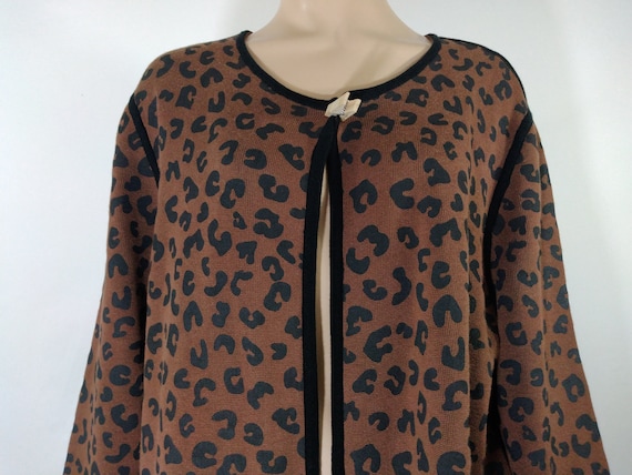 Plus Size Reversible Duster: Brown Leopard Print … - image 1