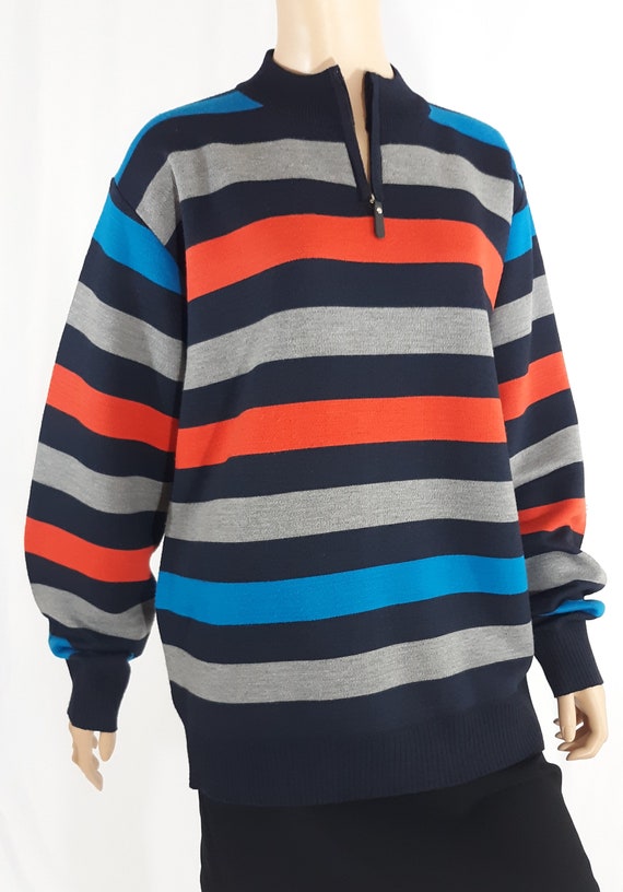 Men's Sweater Shirt Long Sleeve Pullover Blue Gra… - image 10