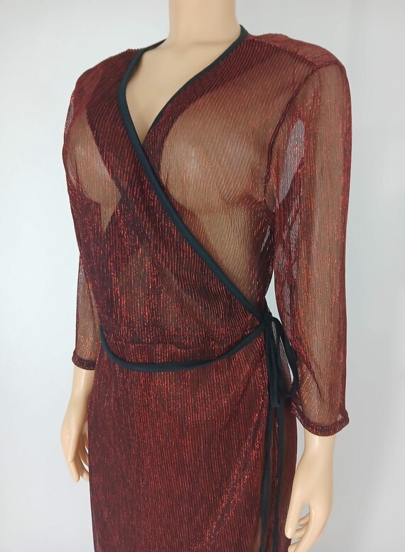 Plus Size Robe, Red Sparkly Semi Sheer Size 1X - image 7