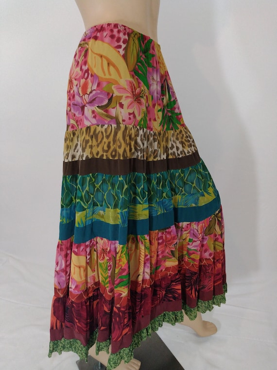 Women's Boho Skirt Hippie Tiered Gypsy Colorful 1… - image 3