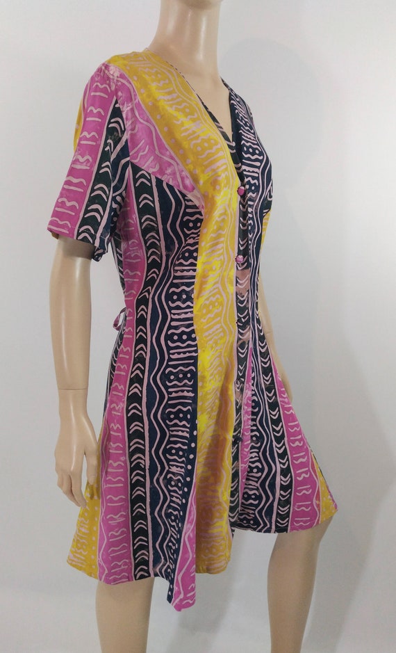 Colorful Print Dress Women's 80's Tribal Wild Pri… - image 5