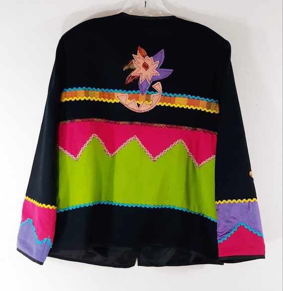 Women's Jacket Colorful 80's 90's Geo Rainbow Colo