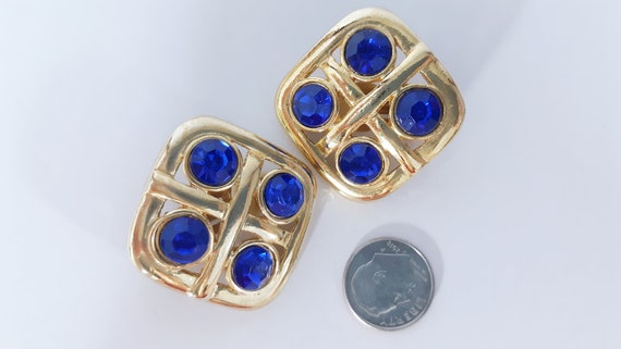 80's Earrings 80's Jewelry Womens Geo Square Larg… - image 4