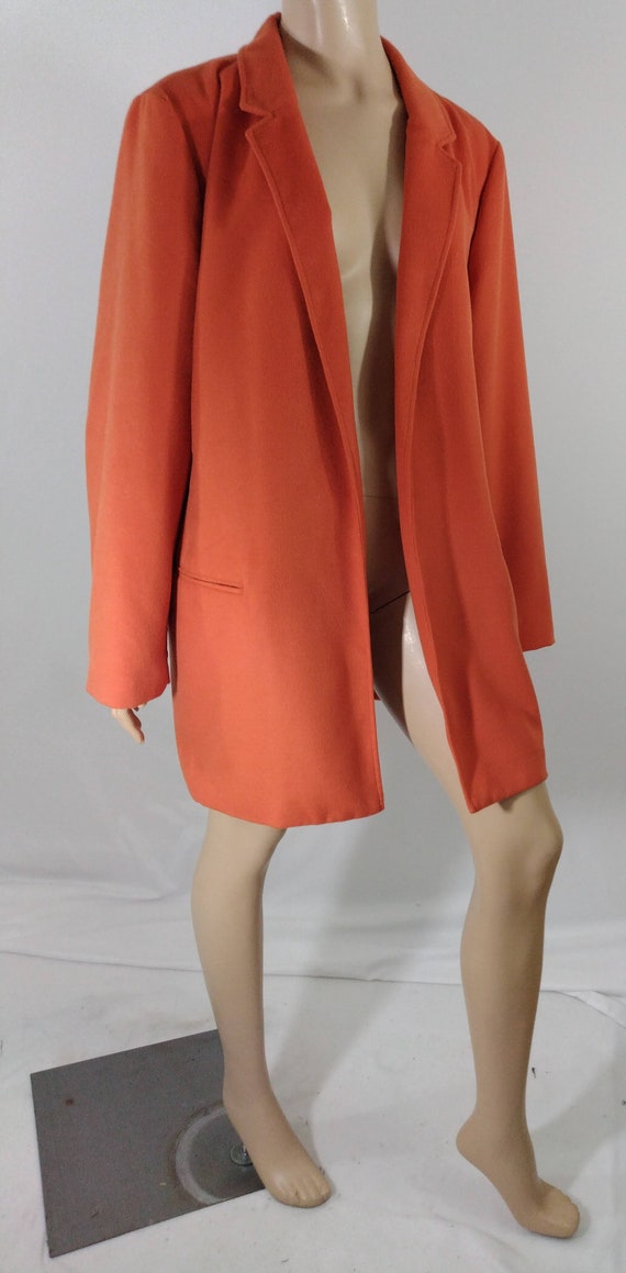 Women's Orange Coat Orange Overcoat Leopard Print… - image 7