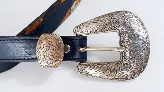 Vintage Python Belt: Rainbow Texture, Big Silver … - image 4