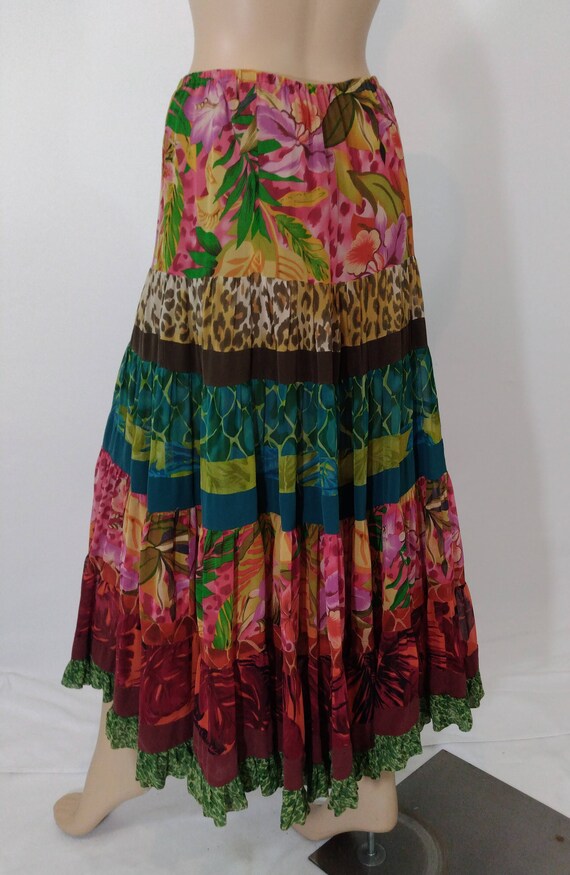Women's Boho Skirt Hippie Tiered Gypsy Colorful 1… - image 6